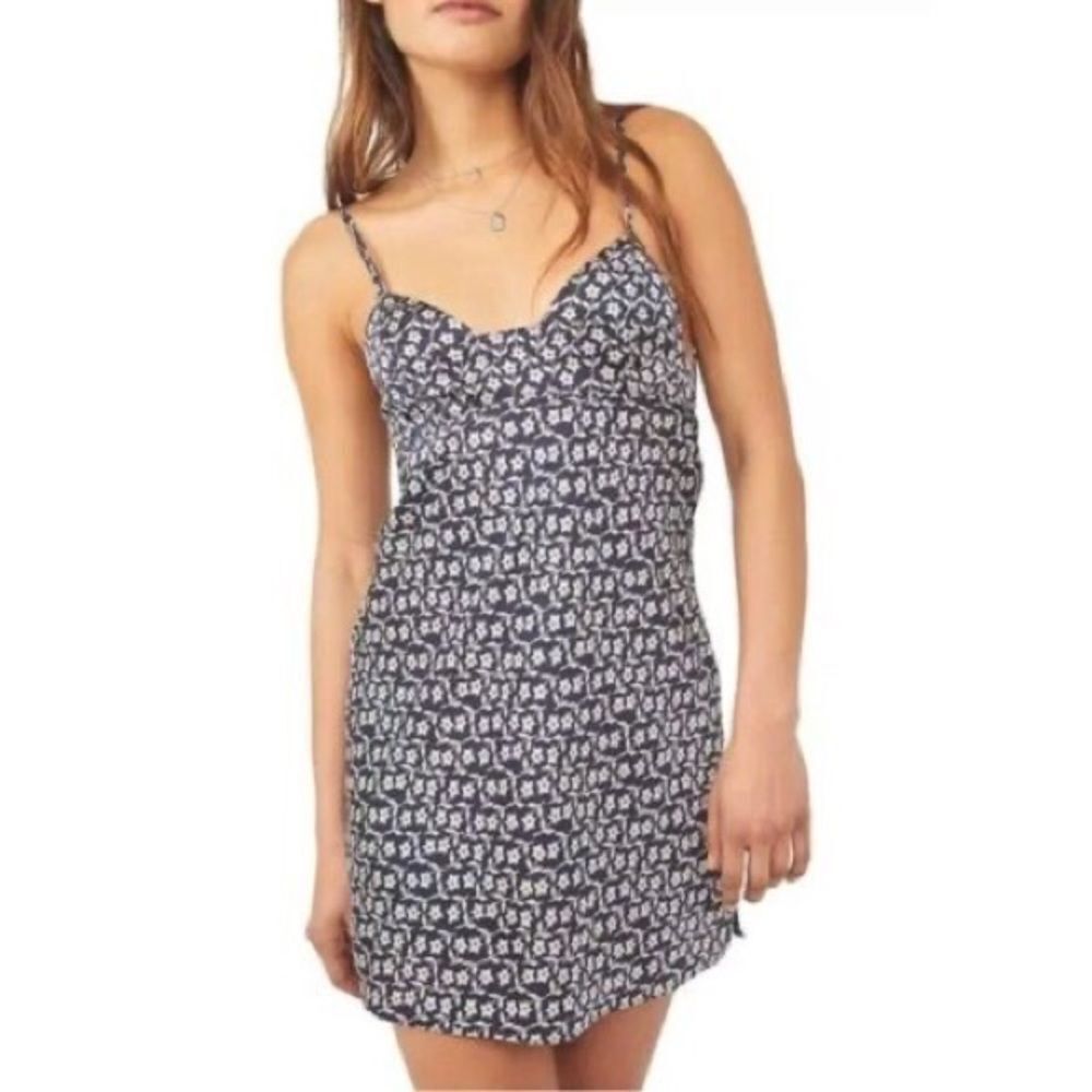 Free People On Our Radar Floral Slip Dress In Navy